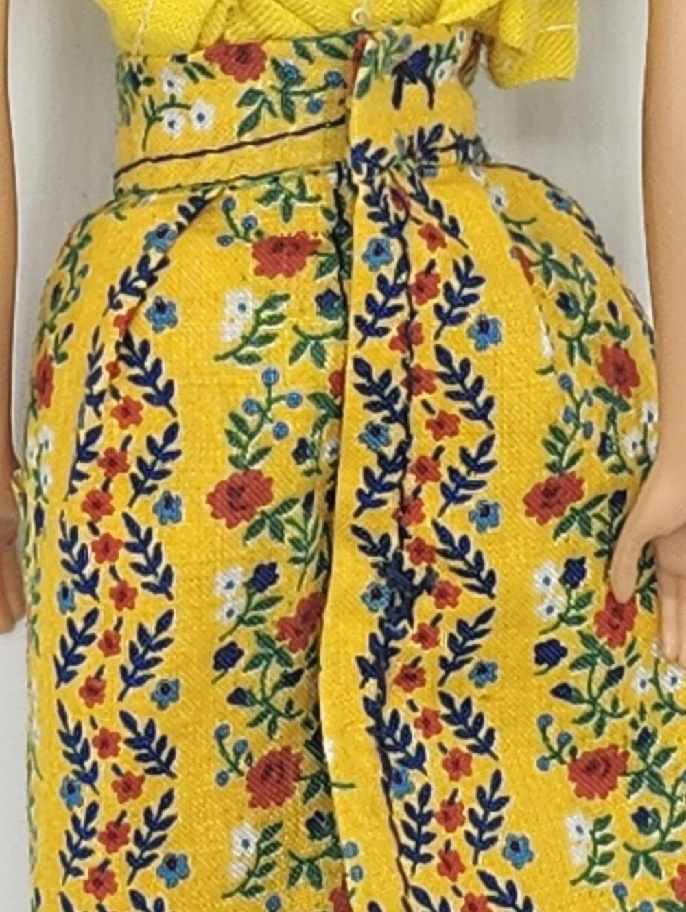 Vintage Barbie Twist N Turn Body Yellow Floral Outfit